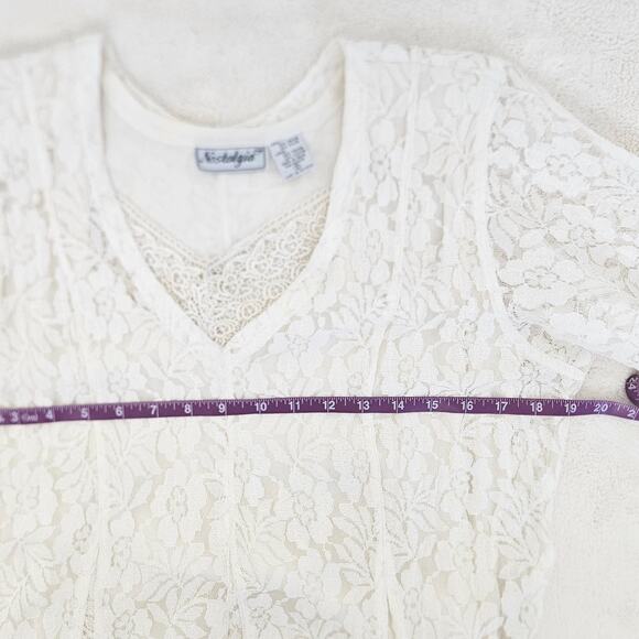 Vintage 90s White Lace Dress Bridal Coquette Angel Romantic Modest Size S - Picture 10 of 10
